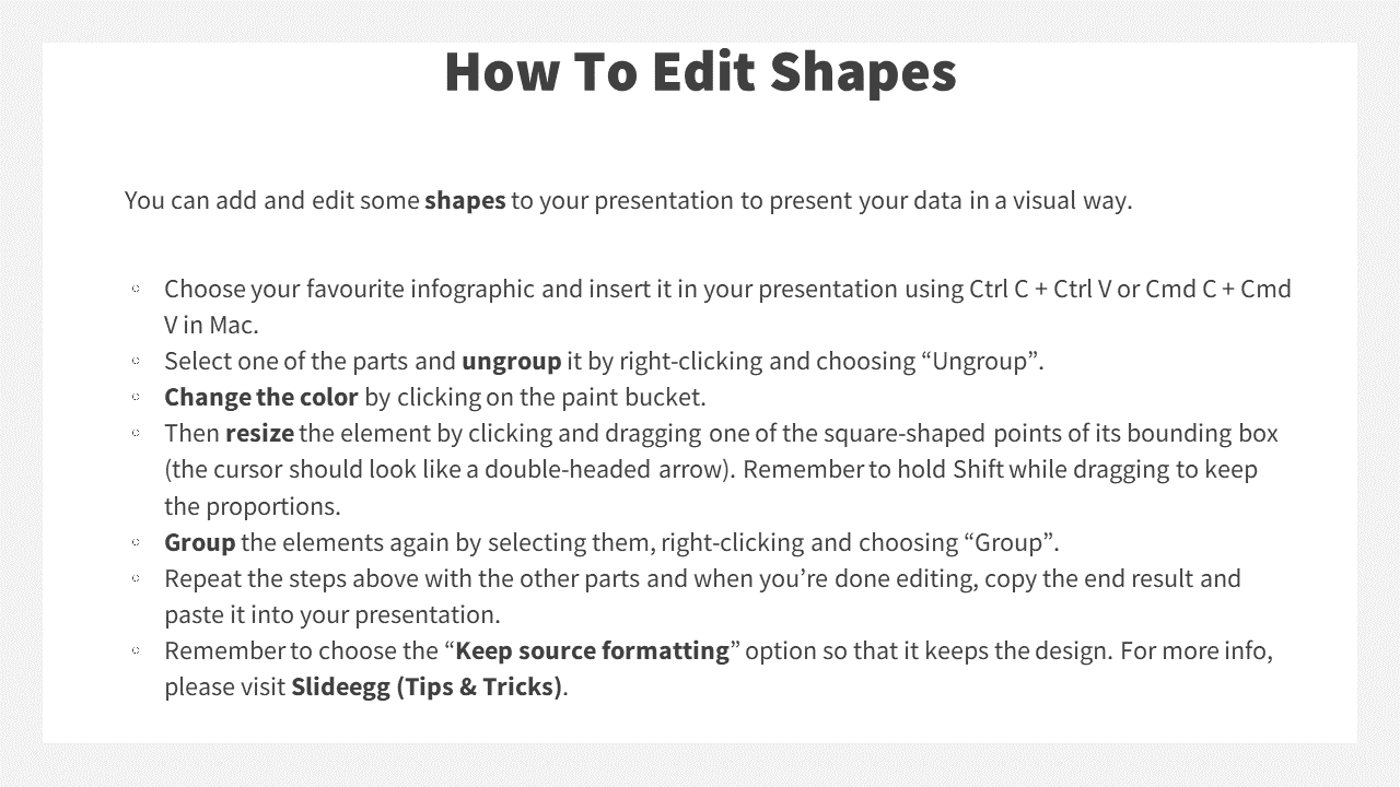 Terms of use for free subscribers of SlideEgg, including permissions for customizing templates on a white backdrop.