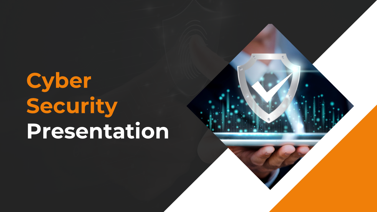 Cyber security PowerPoint with a variety of slides covering topics like security awareness, data privacy, and cloud security.
