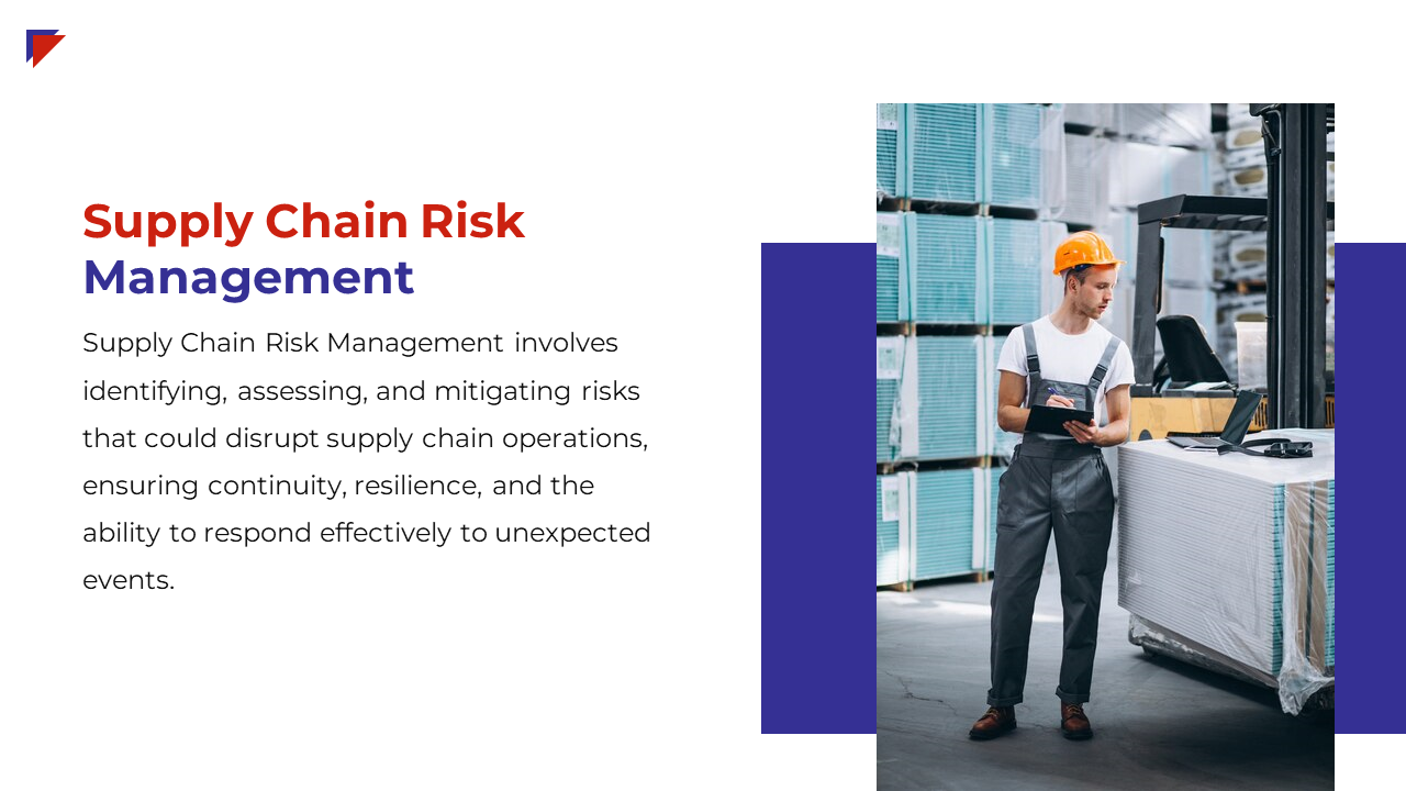 Warehouse manager using tablet to monitor and mitigate potential supply chain risk while maintaining operational resilience.