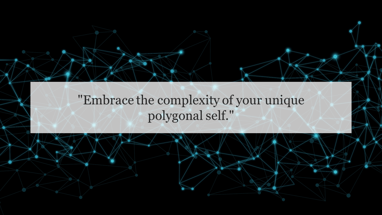 A black background with a network of blue lines and dots, featuring a quote.