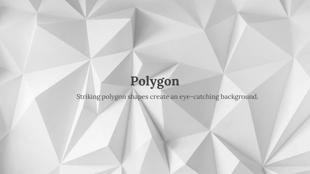 White polygonal shapes create a striking and modern background, with the phrase.