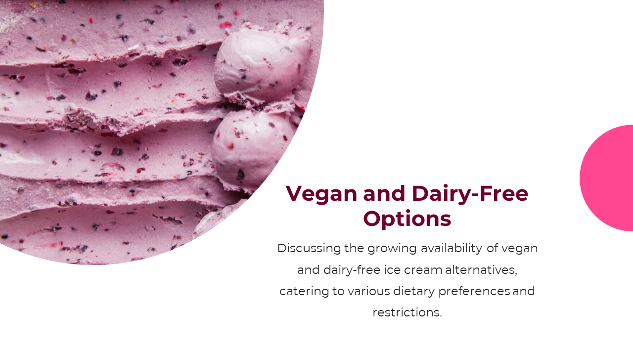 A textured image of vegan ice cream with pink berry swirls, highlighting dairy free options catering to dietary preferences.