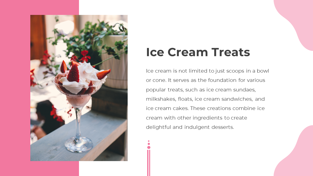 A glass dessert cup filled with strawberry ice cream, topped with whipped cream and fresh strawberries on a white theme.