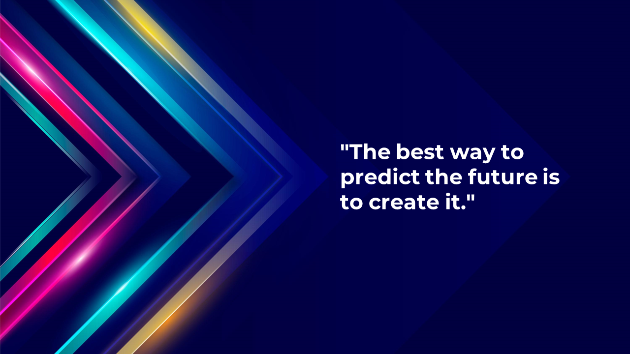 Bright, colorful arrows in neon shades against a dark background, featuring the quote.