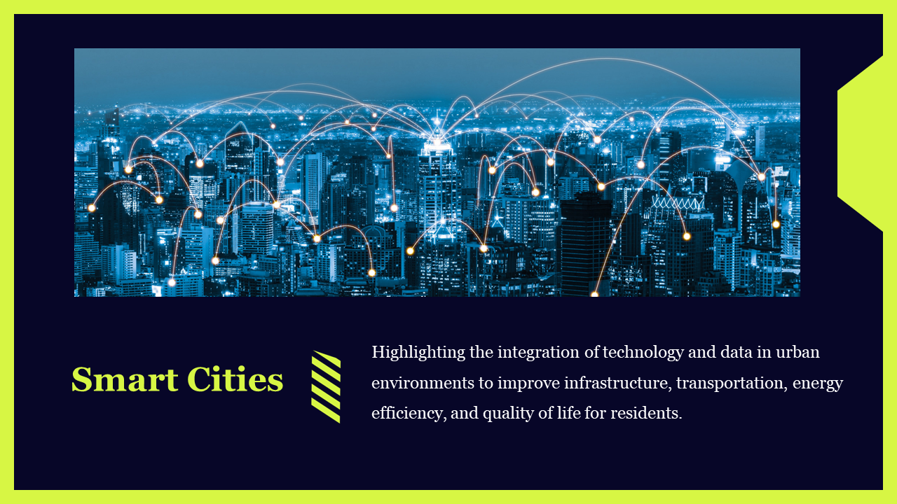 A digital cityscape with interconnected nodes symbolizes the integration of technology and data on a dark backdrop.