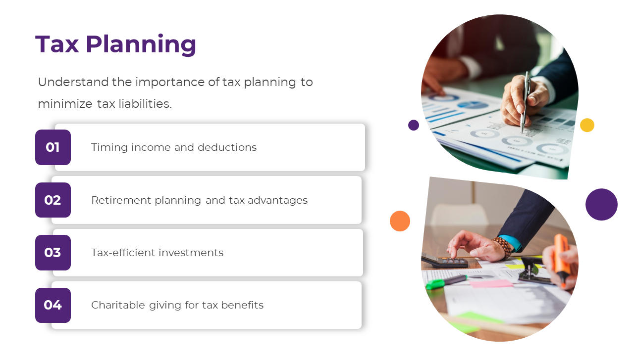 A person reviewing financial documents with a focus on tax planning strategies on a white backdrop.