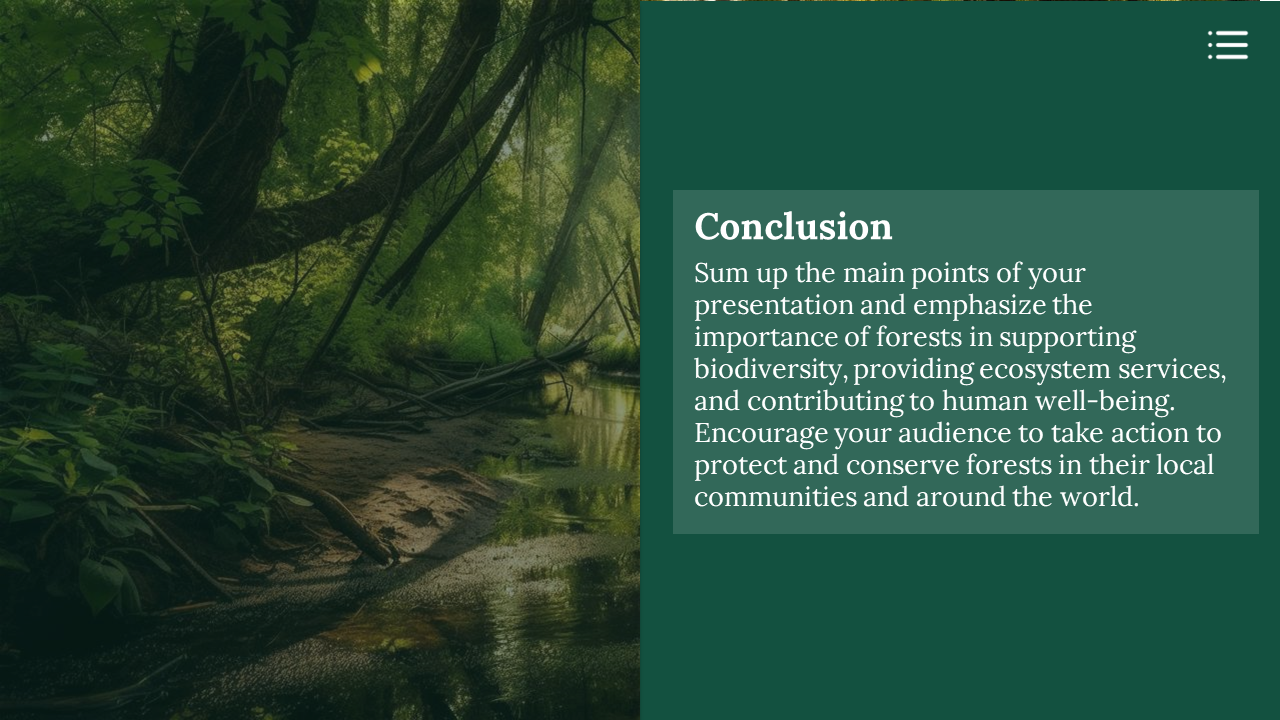 A serene, sun dappled stream flows through a lush green forest, symbolizing the vital role of forests on a green theme.