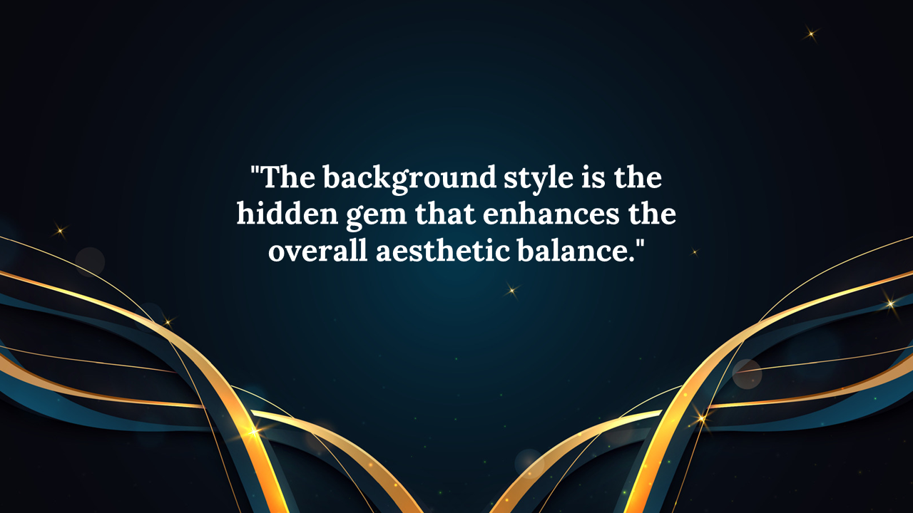 Background style slide with dark blue gradient and flowing golden lines, featuring a quote.