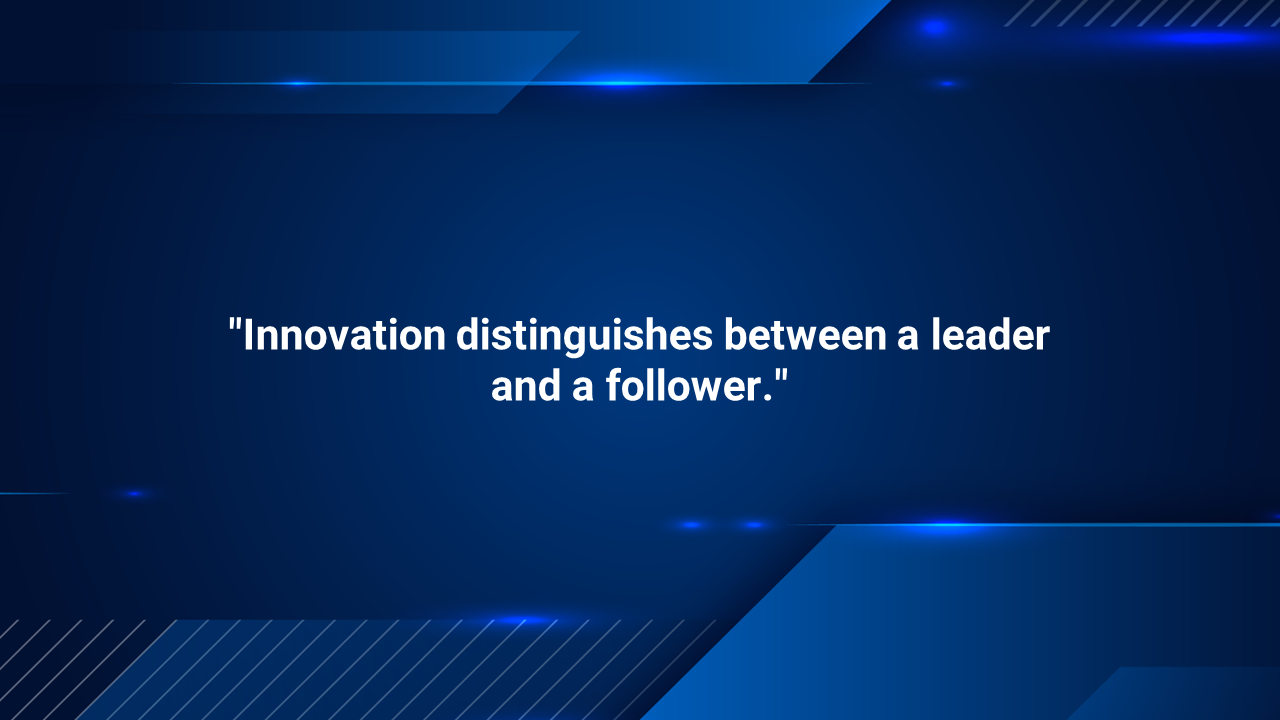 A motivational quote slide with the text on a blue gradient background.