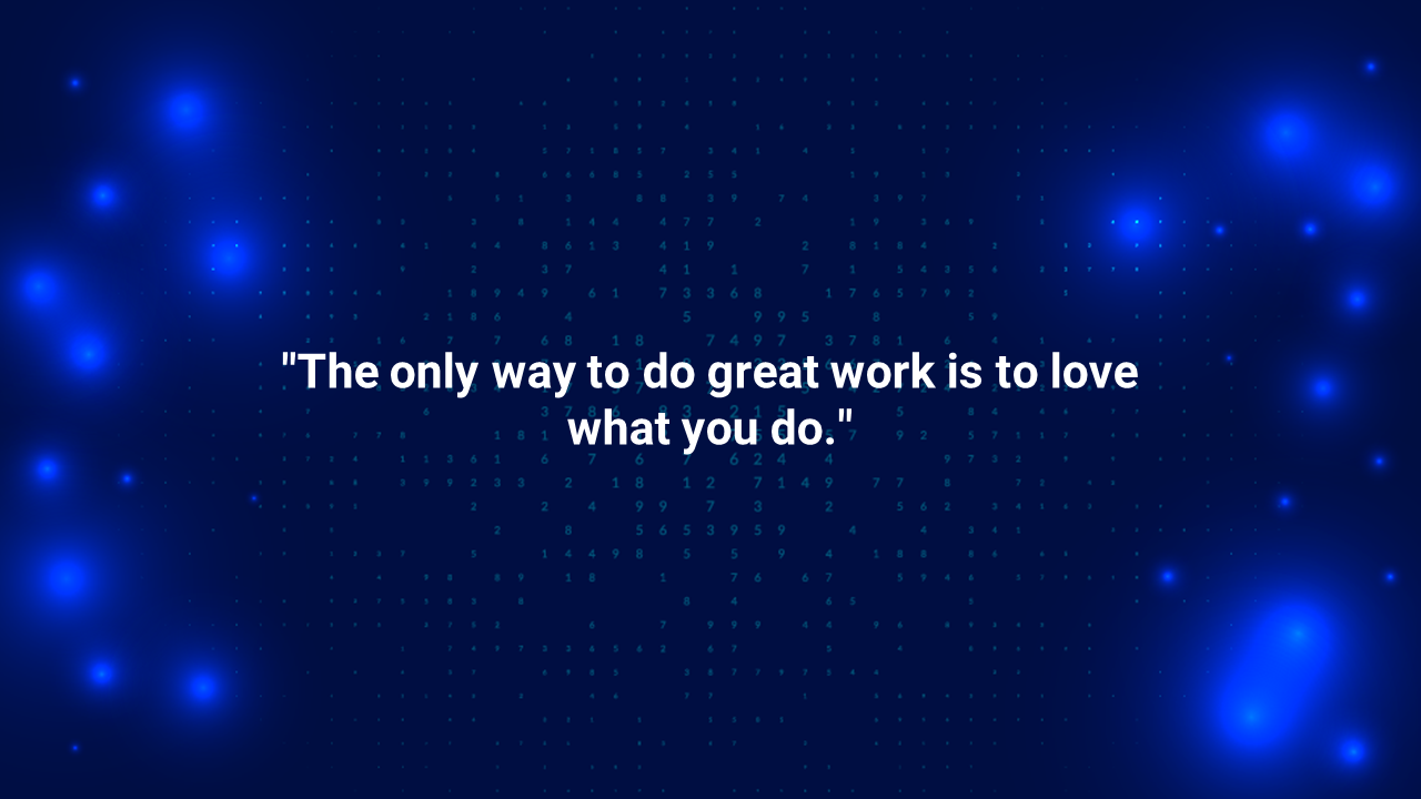 Inspirational quote slide with the words set against a dark blue background.