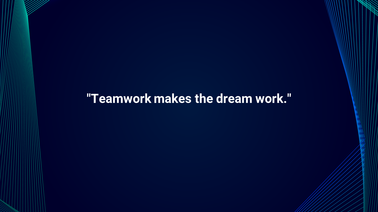 Quote slide with the text displayed on a dark background with geometric lines.