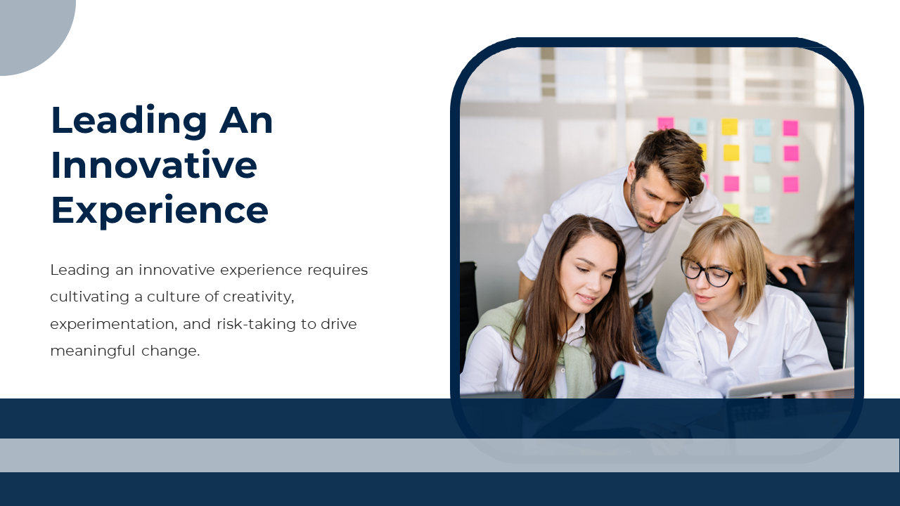 A team of three professionals collaborating on a project, with sticky notes in the background on a white theme.