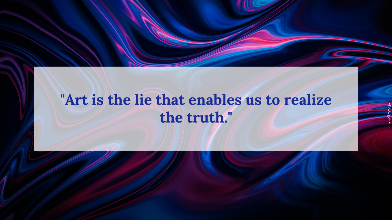 Vibrant swirl of pink, blue, and purple waves with a quote in a semi transparent light gray box in the center.