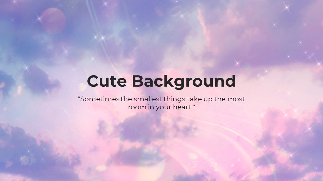 Pastel colored background with dreamy clouds and sparkles in pink, purple, and blue, featuring a central title.
