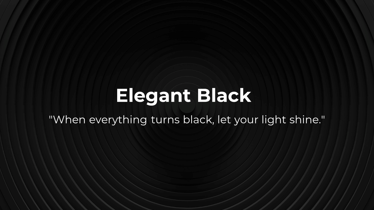 Black circular ripple pattern with gradient shades, creating a subtle sense of depth and central white title.
