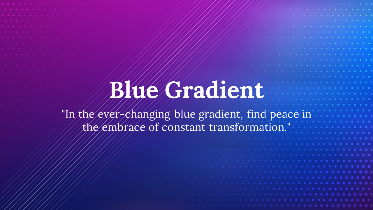 Gradient background blending purple to blue with diagonal lines and dotted patterns, featuring white title and text.