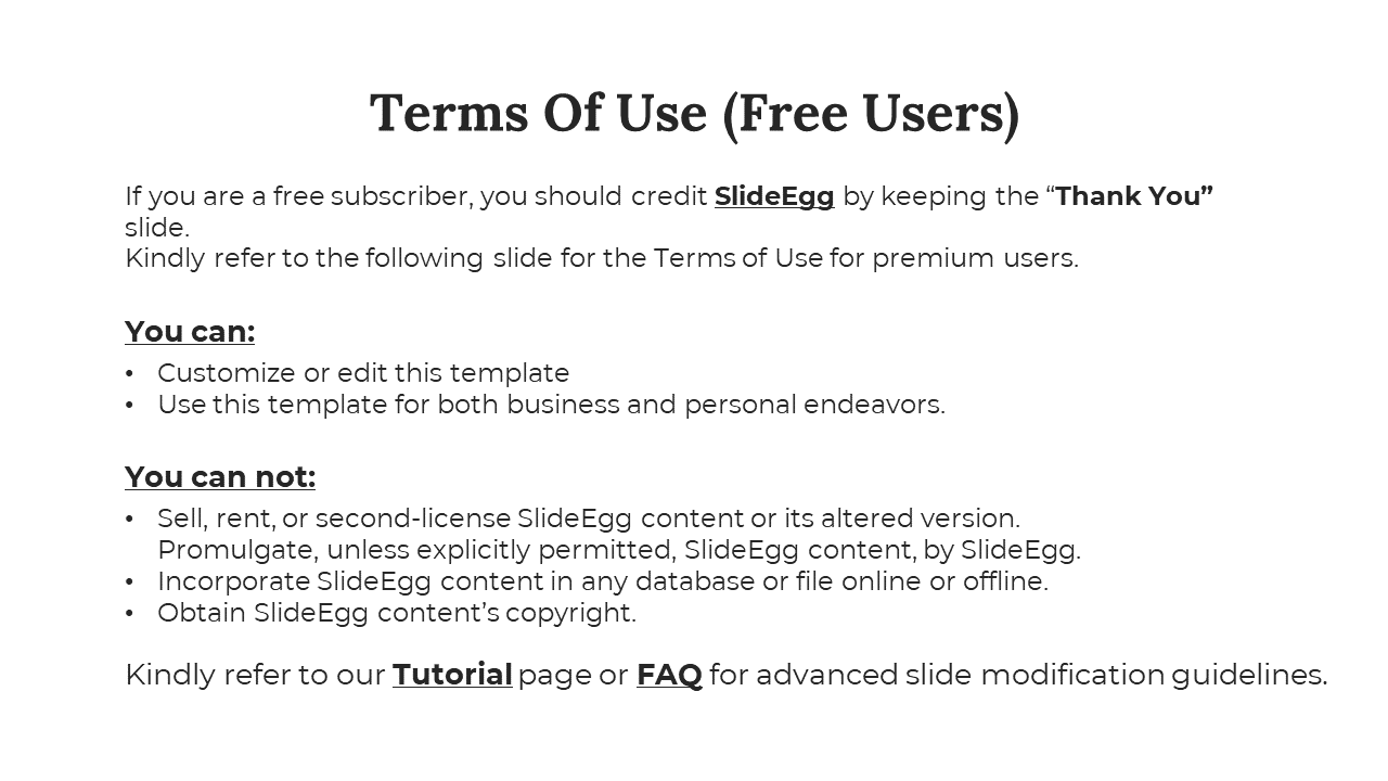 Terms layout with clear, organized text in black, and bullet points for user guidelines on a clean white background.