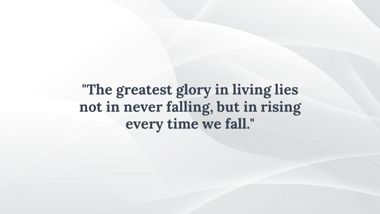 A smooth white background with elegant flowing lines, featuring an inspirational quote in a serif font.