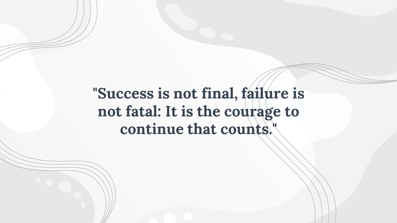 White abstract background with smooth flowing curves, featuring the inspirational quote in a clean, dark font.