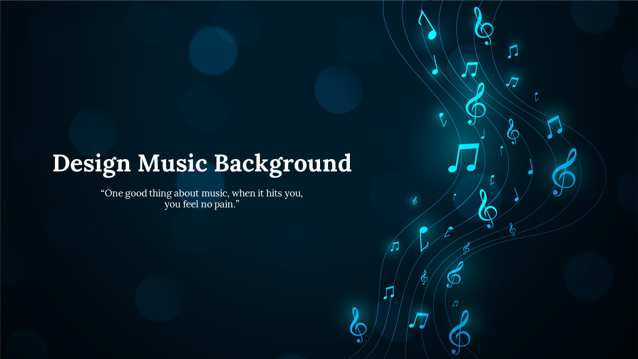 Swirling blue lines with glowing music notes on the right and title on left, set against a dark backdrop.