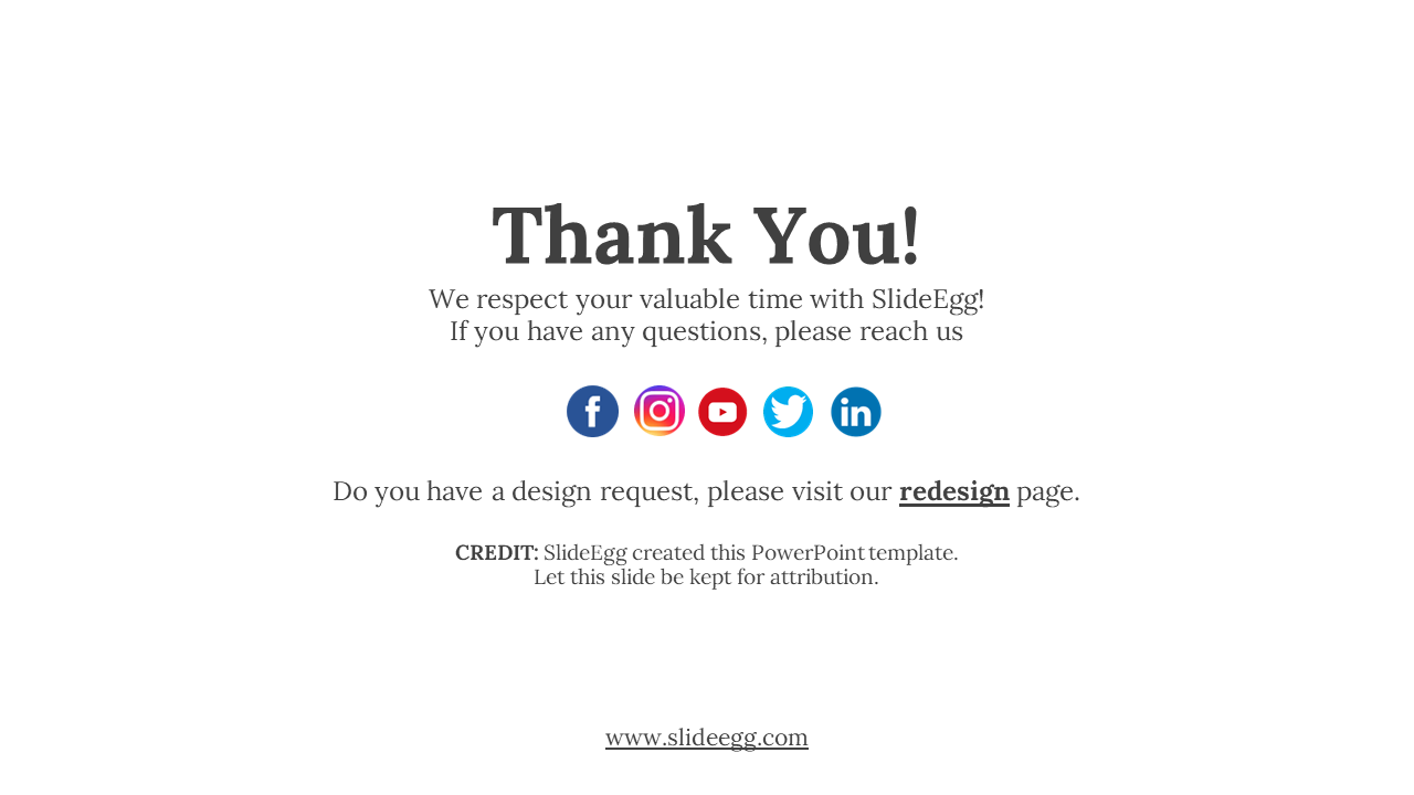 Gray thank you text on white background with social media icons, attribution and website link included at the bottom.