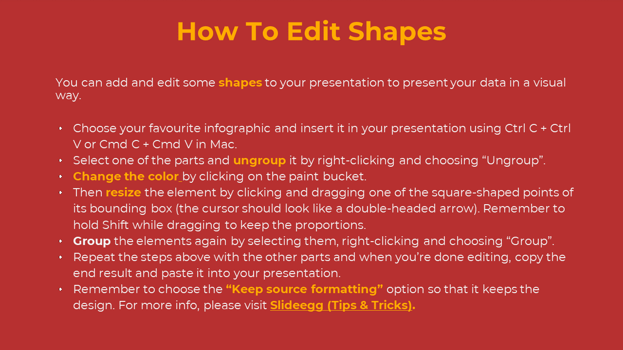 Red background with large yellow heading on top, white body text below, and orange highlights for select words.