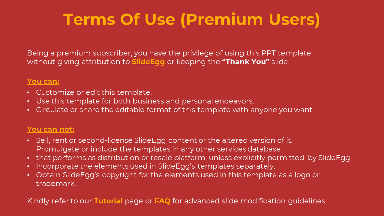 Centered yellow title at top, on red layout with white body text and bold highlights for section headers.