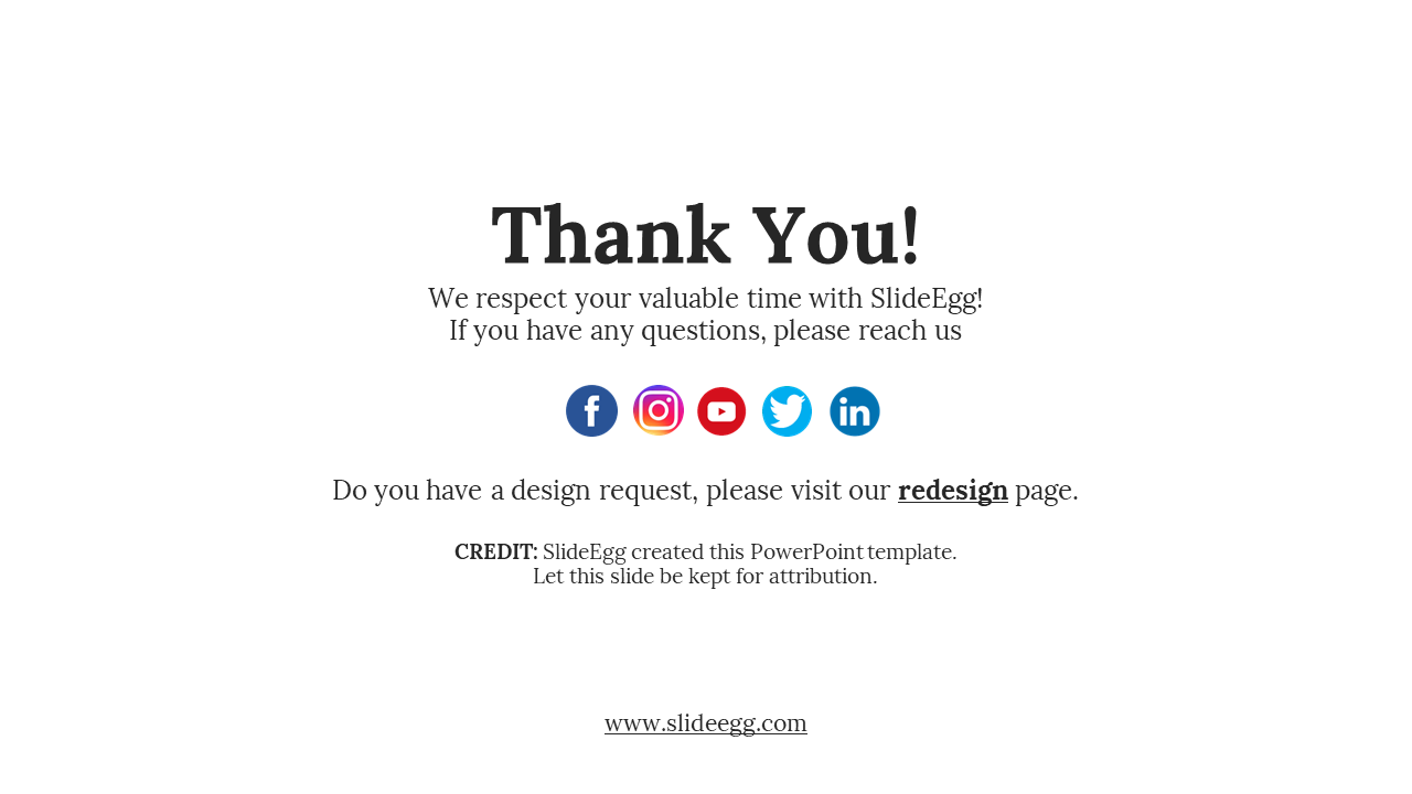 White background thank you slide with contact and attribution details in black and gray fonts.