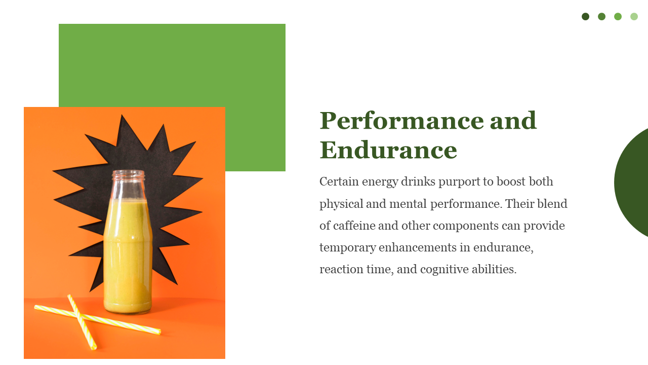 Yellow bottle stands on orange background with black starburst, a green block, and text on the right white space.