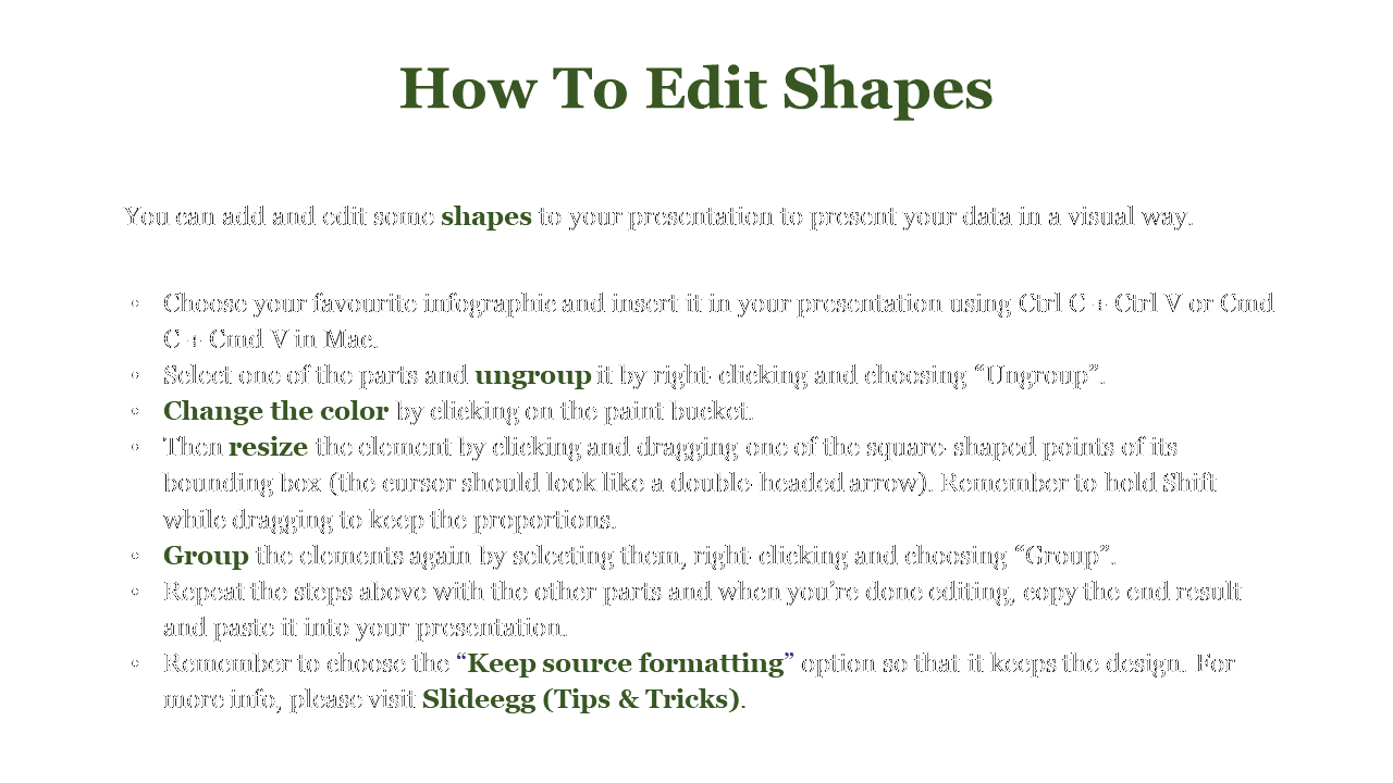 Instructional slide with clear black font, accented by green bold text for emphasis in a clean layout.