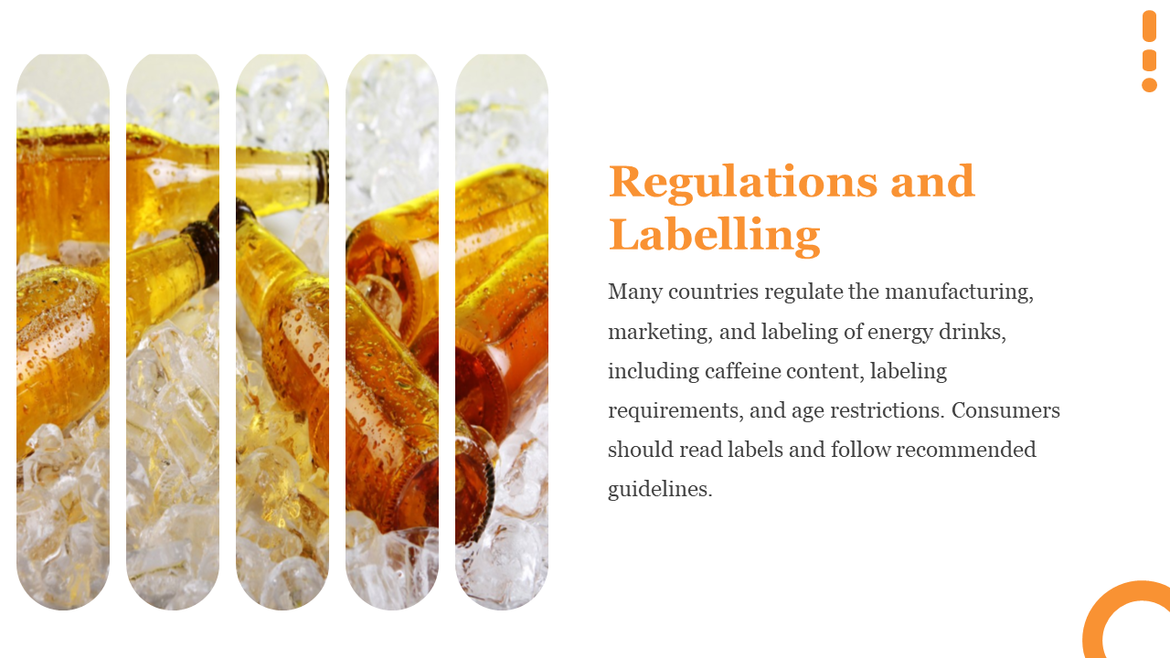 Sliced vertical panels show chilled amber bottles in ice with orange heading and text on clean white background.