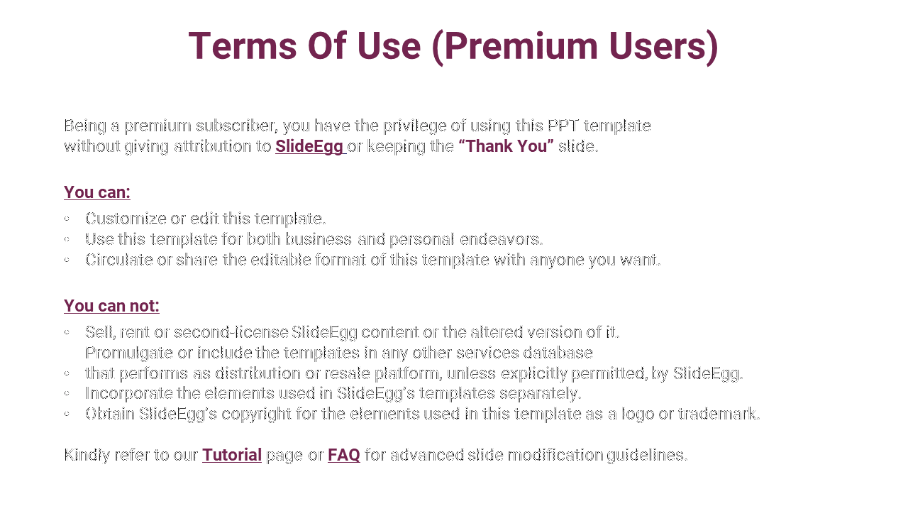 Terms slide with two bulleted lists under maroon headers, on plain white background, and center aligned layout.