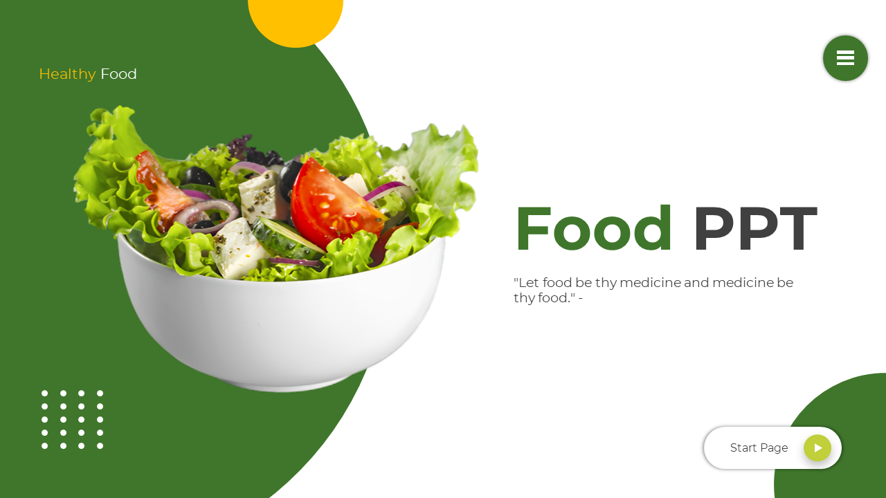 A large white salad bowl with vegetables on a green curved shape, on a light background with yellow circle at top.