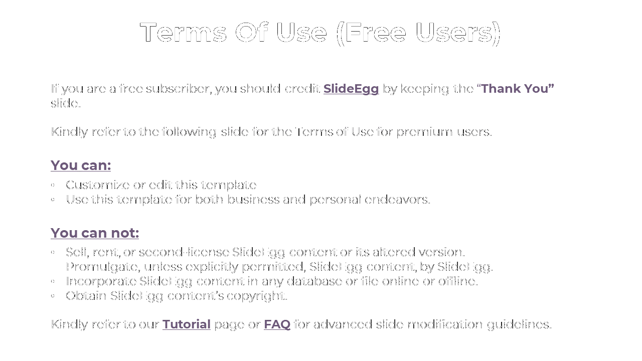Clean white background with large black title, structured text below splitting free user permissions and restrictions.