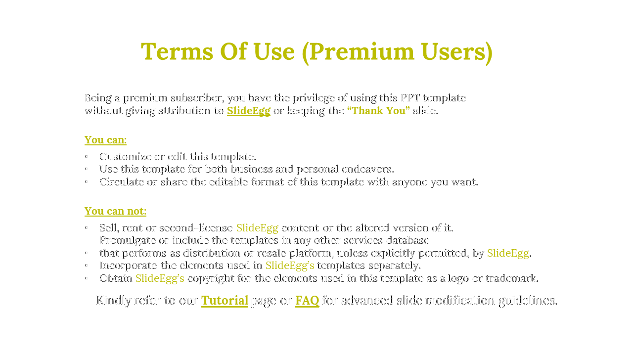 Terms of use slide in white layout, featuring olive green headers and black bullet lists under can and can not sections.