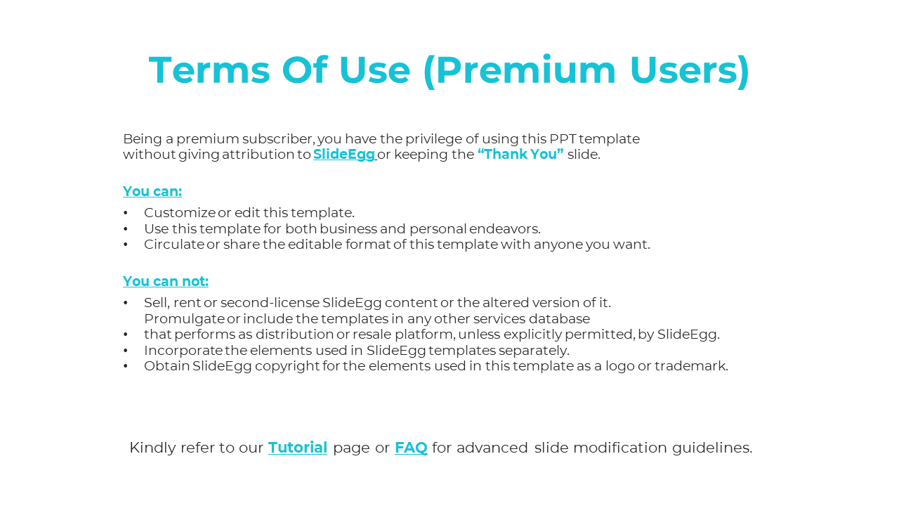Slide featuring white background with bold teal heading text at the top and bullet points grouped below.