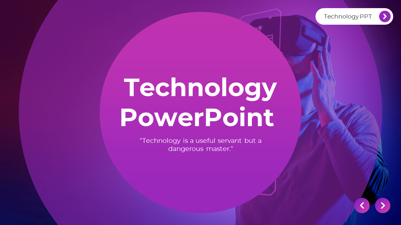 Technology slide deck featuring AI, IoT, blockchain, augmented reality, cybersecurity, and big data concepts.