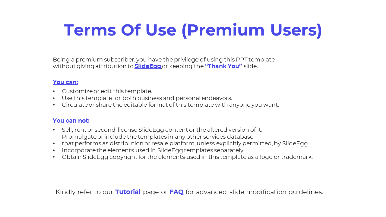 Slide shows a clean layout with a blue central heading, two black bullet lists with section titles, and text at the bottom.