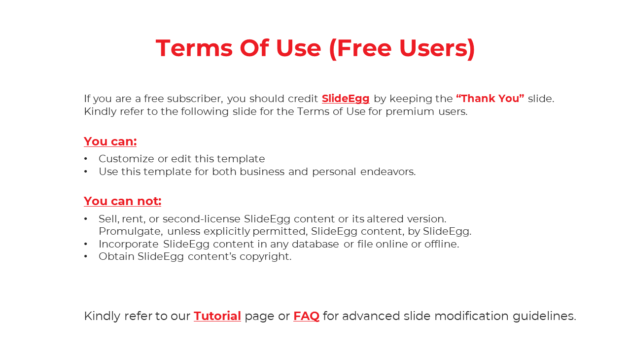 White background with a bold red heading at the center top, two black bullet lists with subheadings, and text below.