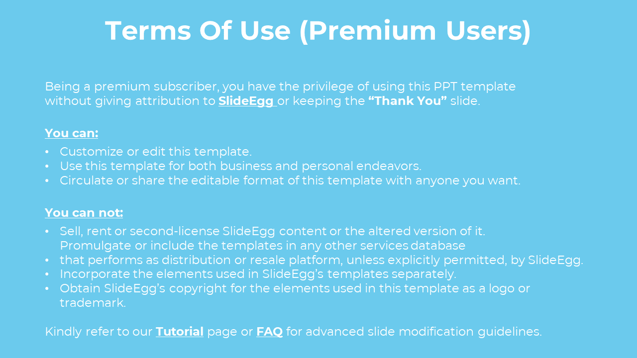 Center aligned white header with text listing permitted and restricted uses in bullets on a blue background.