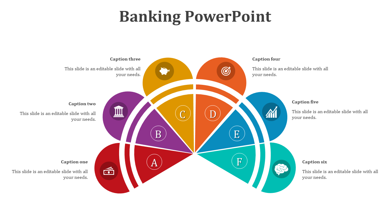 Infographic showing Porter's Five Forces in banking with icons and curved color-coded path around a bank building.