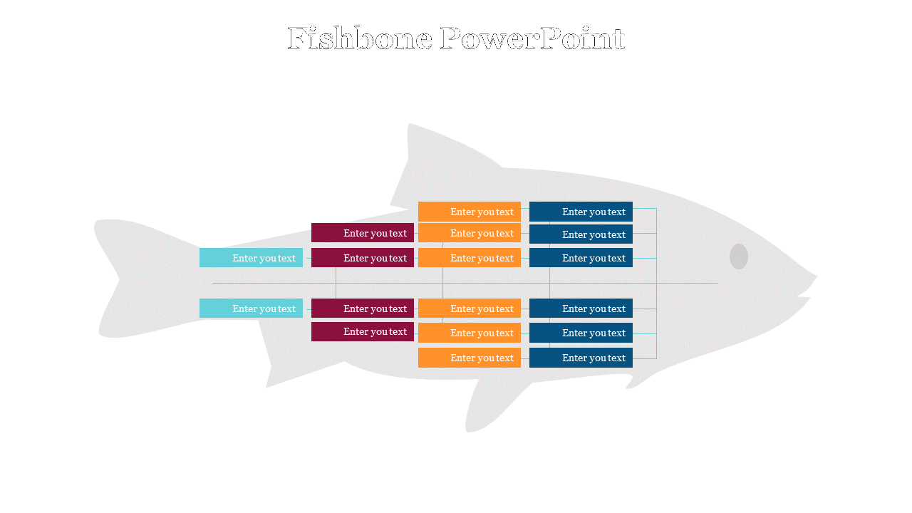 Infographic of a fish silhouette with labeled segments in multiple colors representing text inputs along skeletal lines.