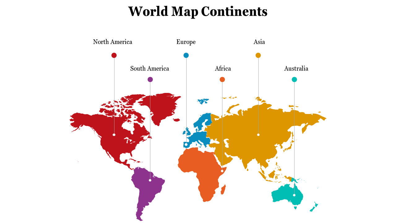 Flat world map with color coded continents and dotted lines connecting to labeled country names above the map.