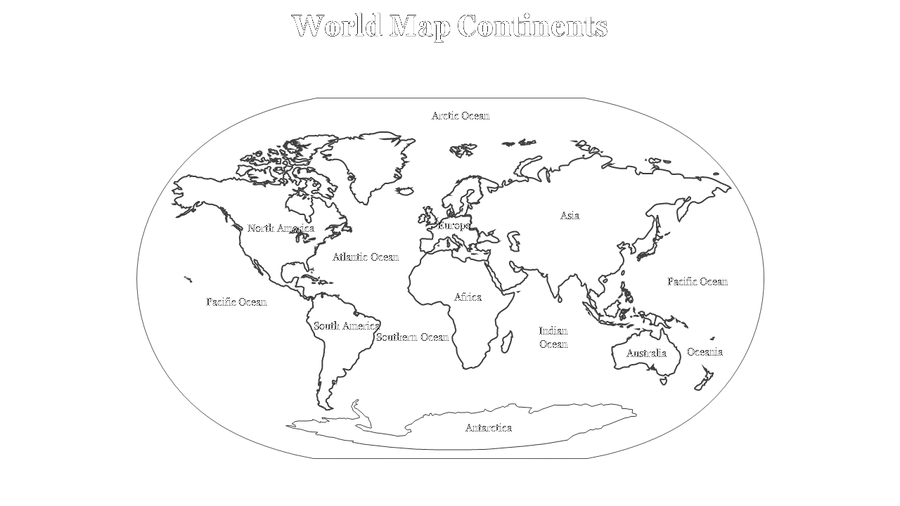Seven square boxes display colored continent maps with black headers labeled North America to Antarctica.