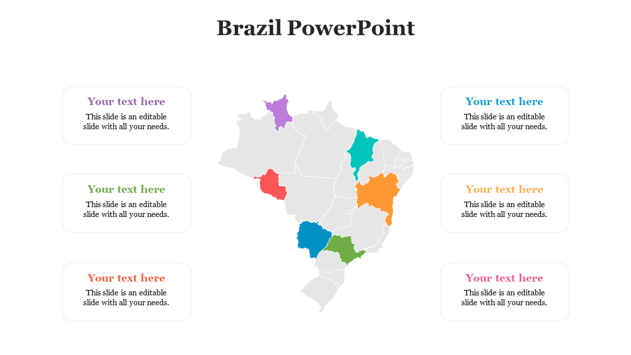 Infographic with colored regions on Brazil’s map and side boxes labeled in matching font colors for easy reference.