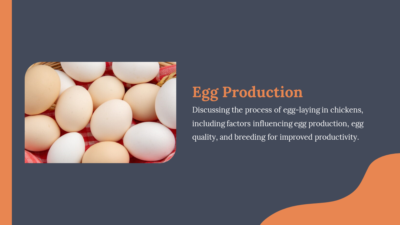 Hexagonal image of uncooked chicken with garlic and herbs, paired with dark background text on meat production practices.