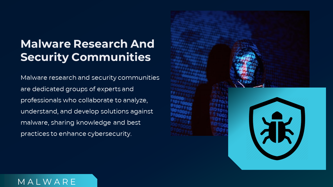 Image of hooded figure in digital background and bug shield graphic, emphasizing malware research and teamwork.
