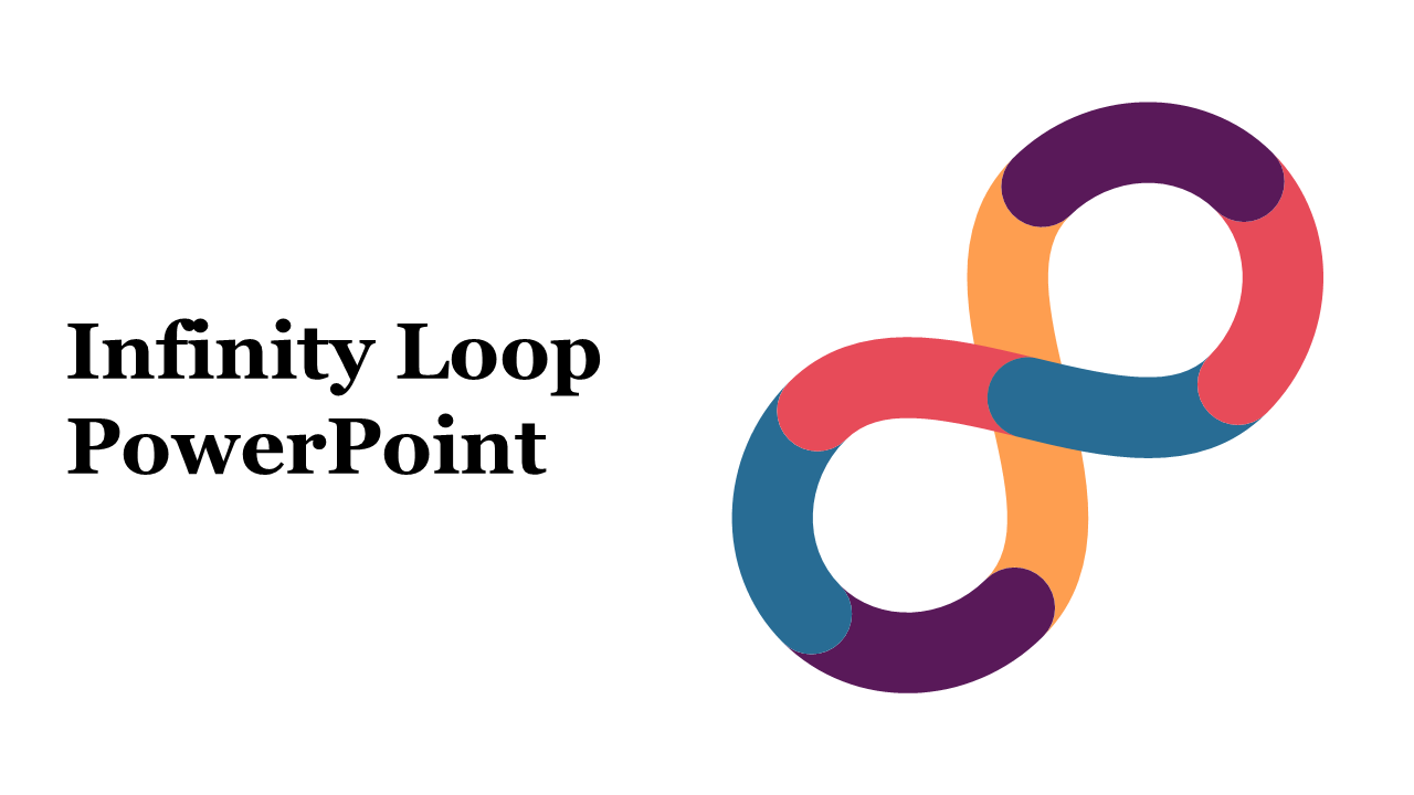 Infinity symbol formed by six curved segments in purple, red, orange, and blue, with bold text title on the left.