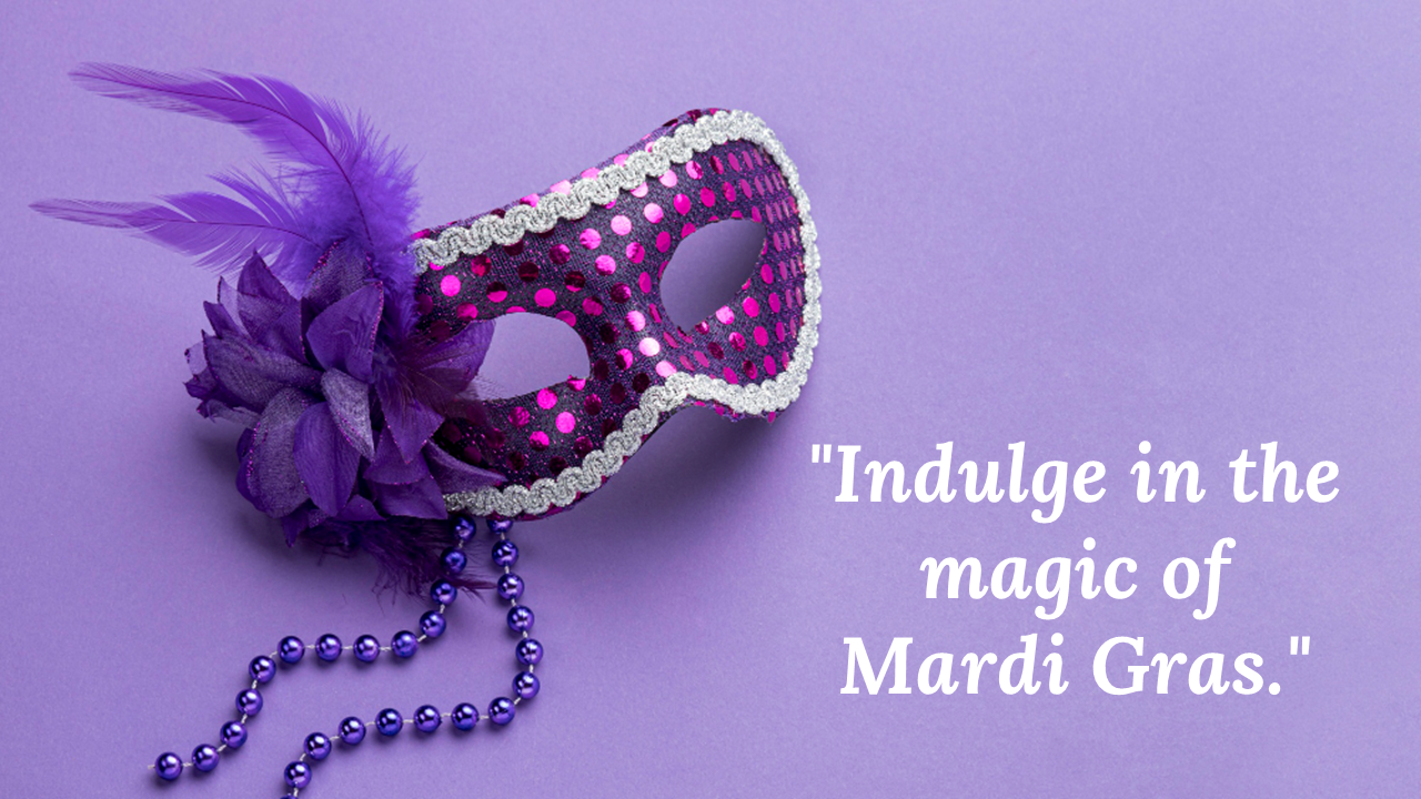 Sparkly polka dot mask with silver border, purple feathers, and bead string on a soft purple surface.
