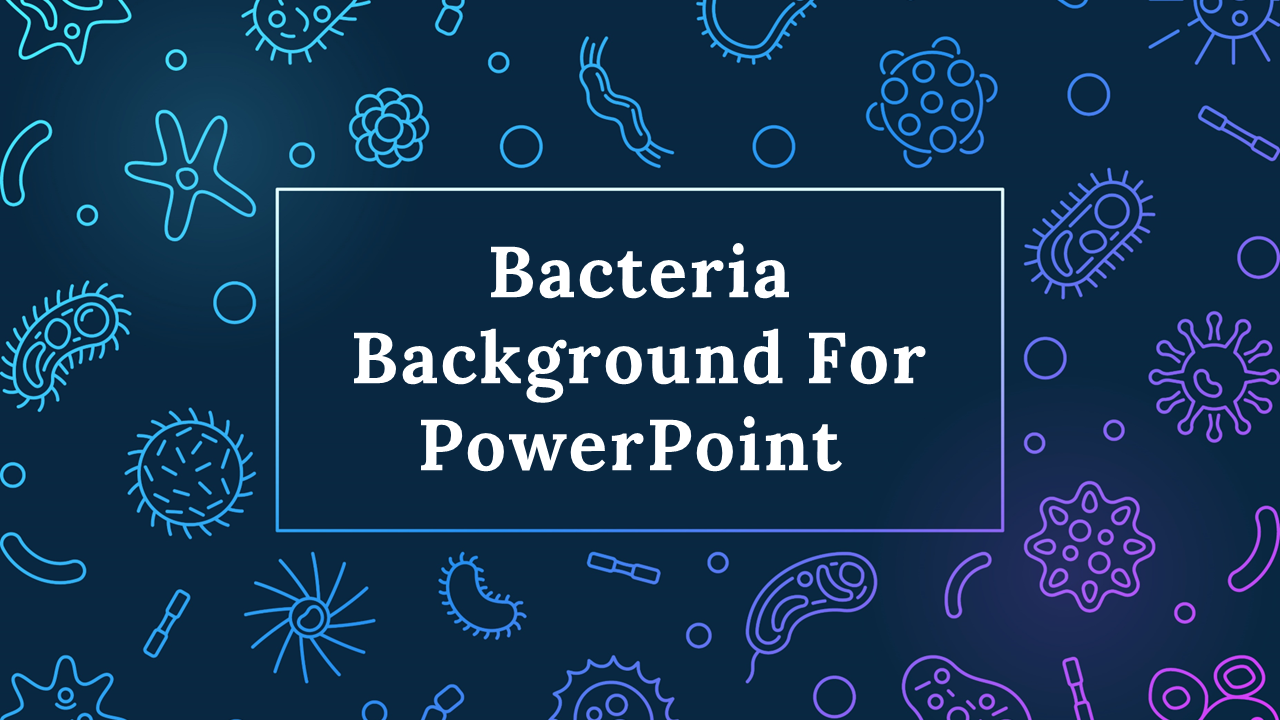 Bacteria background slides with blue and purple tones, showcasing microscopic bacterial designs for scientific presentations.